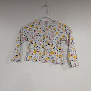 Petit Bateau Apple Print Snap Up Long Sleeve Top White Peach Size 6